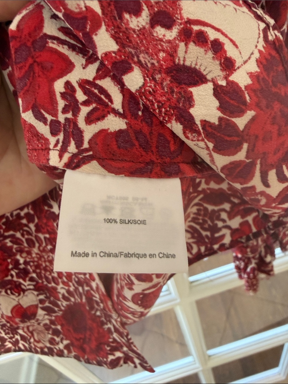 Tory Burch Cream and Red Floral Collared Blouse - Picture 5 of 10